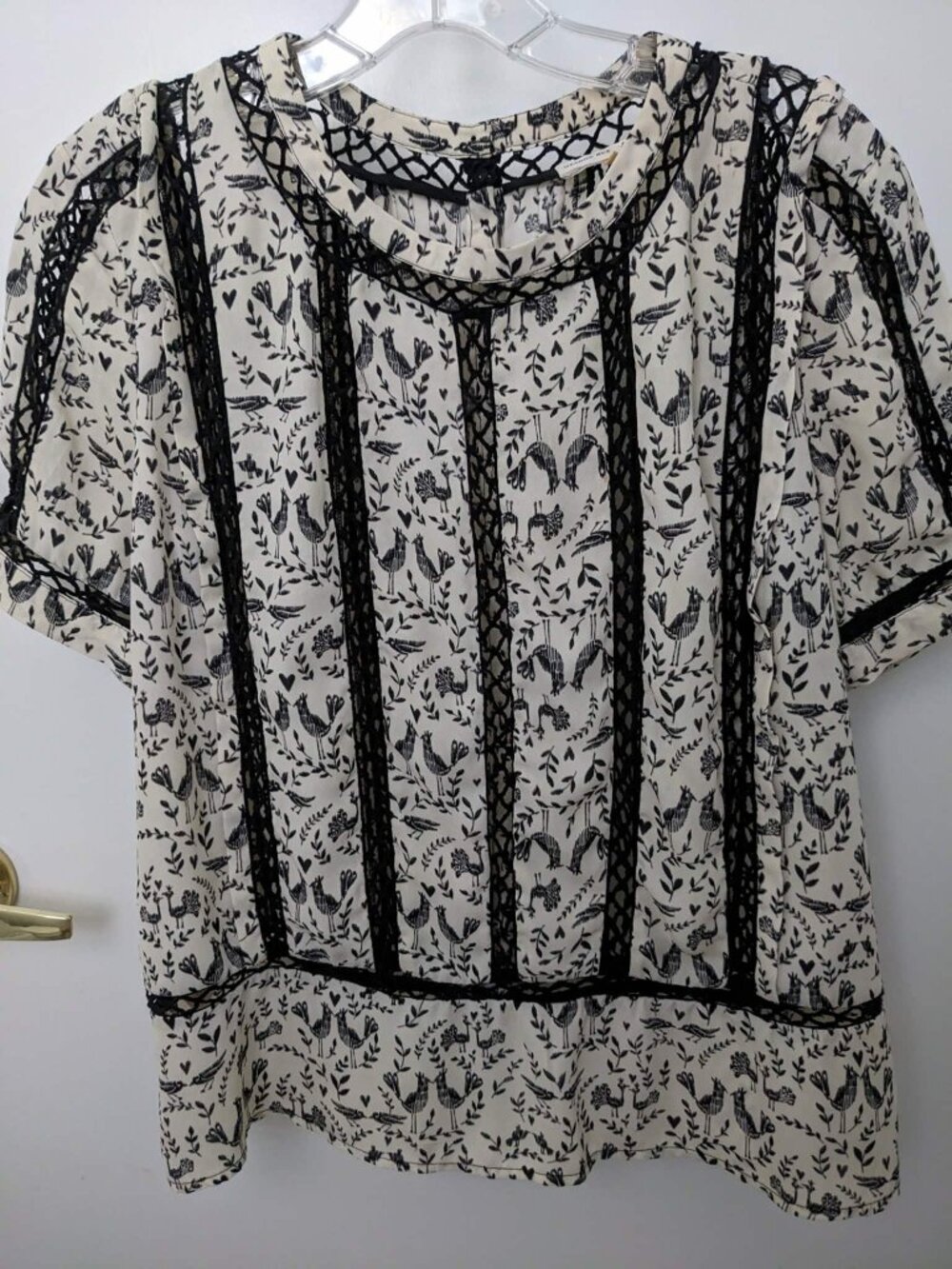 Meadow Rue Whimsical Bird Textured Blouse - Picture 3 of 4